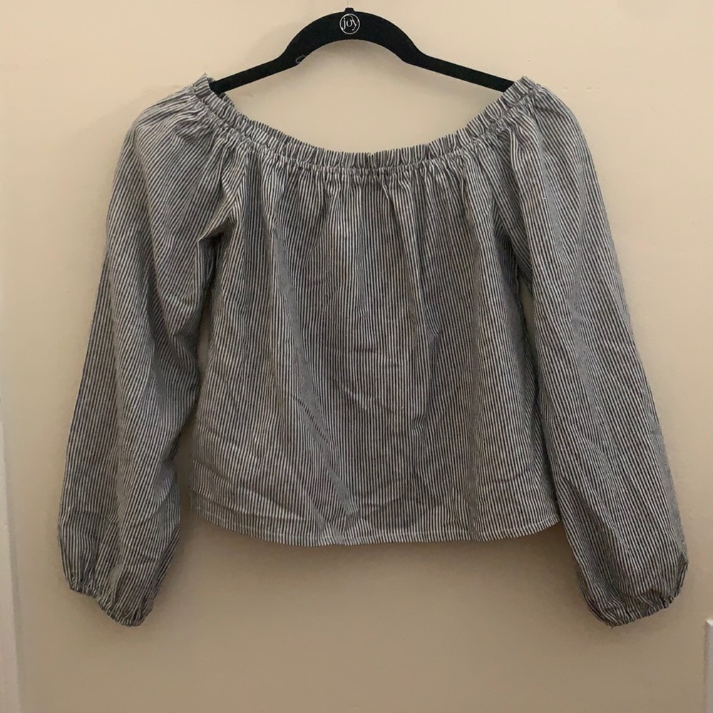 Brandy Melville Off the Shoulder Grey Stripe Top
